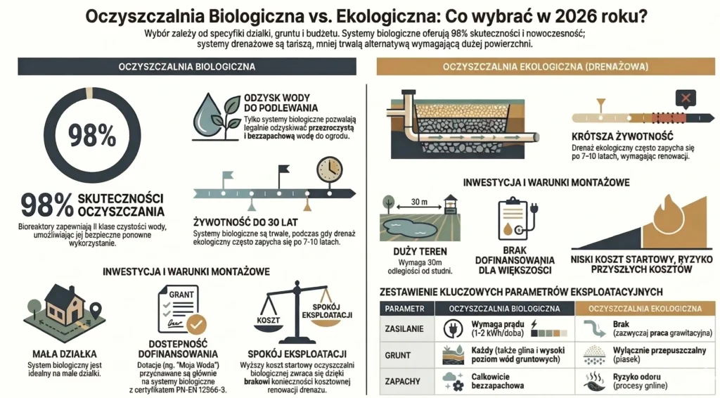 Oczyszczalnia biologiczna czy ekologiczna infografika